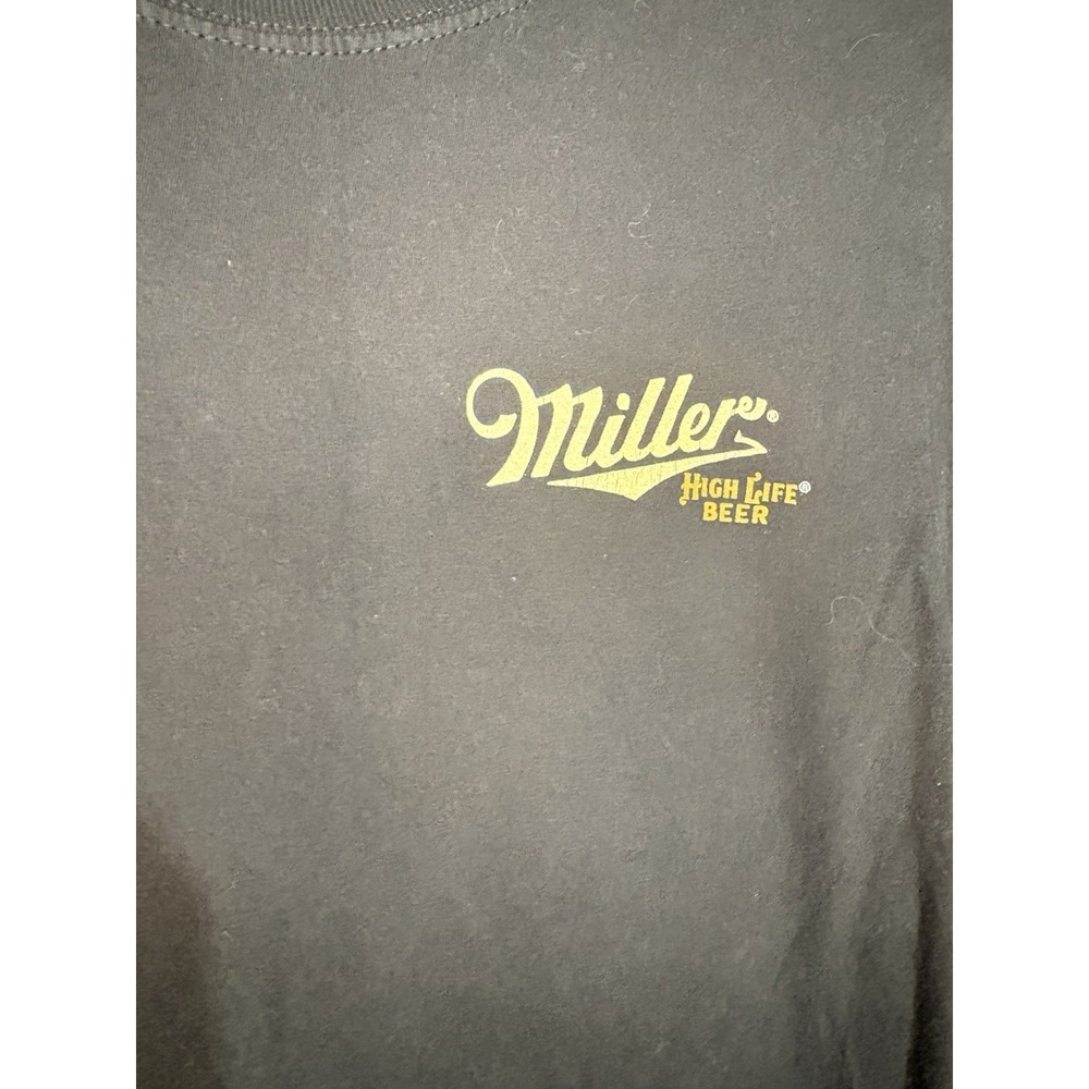 Miller High Life Girl In The Moon Front and Back Print T-Shirt Black Medium - Picture 2 of 5